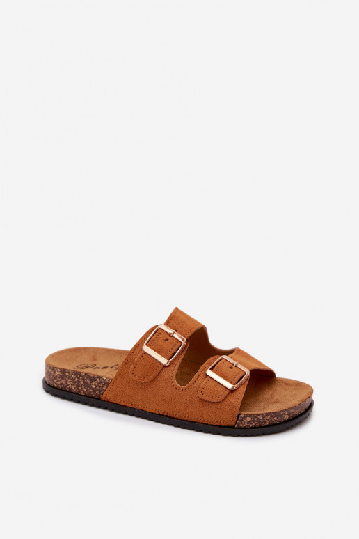 Chaussons pour femmes bruns avec boucles Brigid