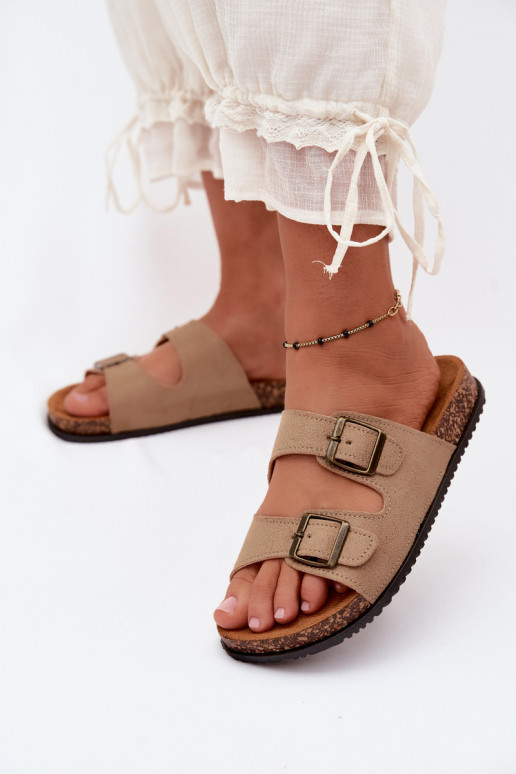Chaussons pour femmes couleur sable avec boucles Brigid