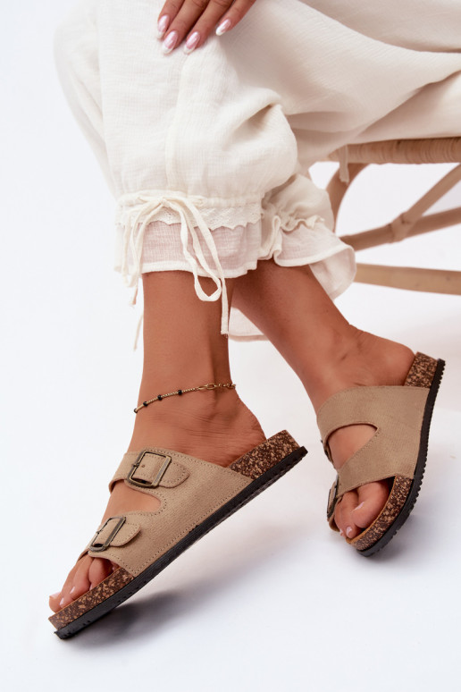 Chaussons pour femmes couleur sable avec boucles Brigid