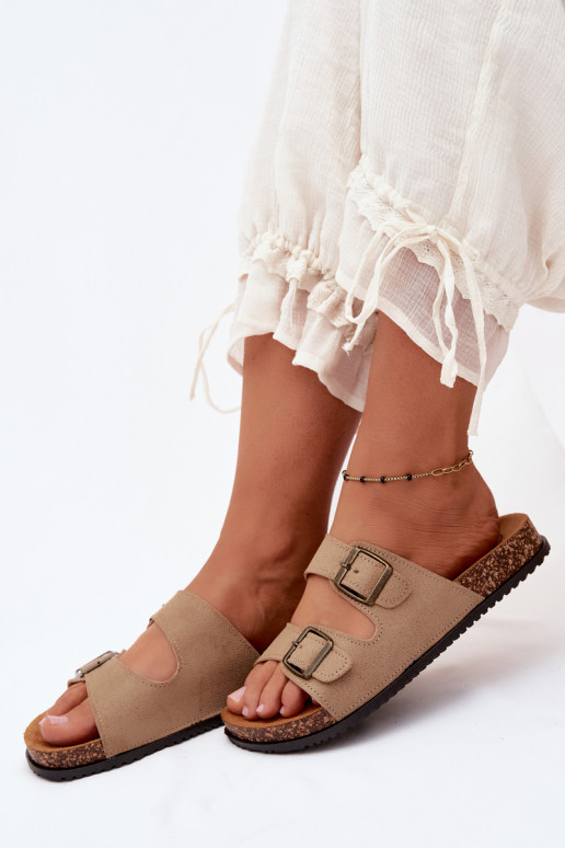 Chaussons pour femmes couleur sable avec boucles Brigid