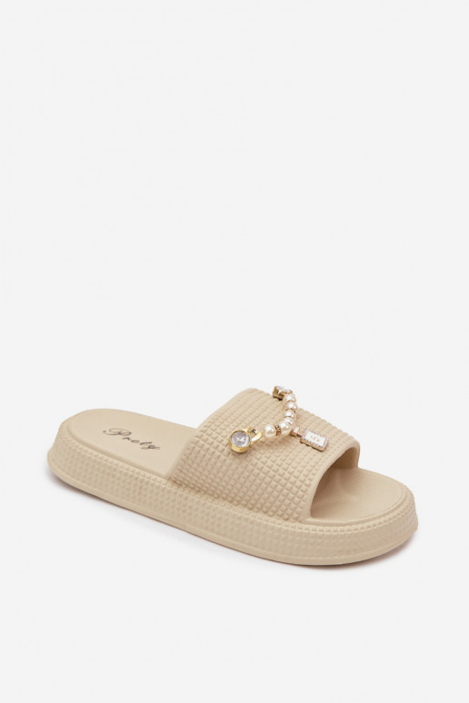 Chaussons pour femmes couleur sable légers avec ornements Rosehip