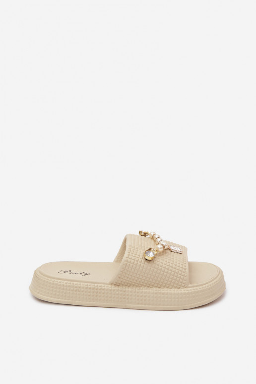 Chaussons pour femmes couleur sable légers avec ornements Rosehip