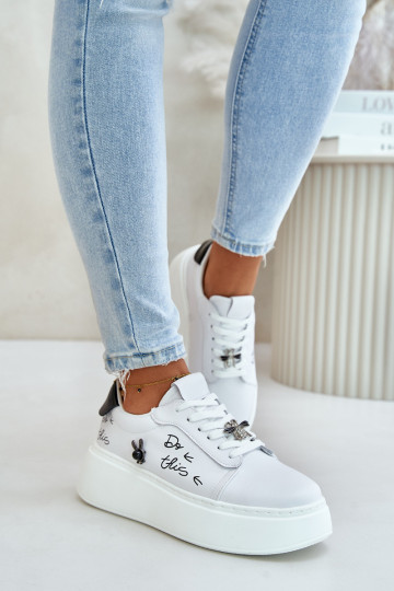 Peau Chaussures modèle baskets Féminin avec une plateformePrzypinkami I Activépisem Vinceza 89102 couleur blanche