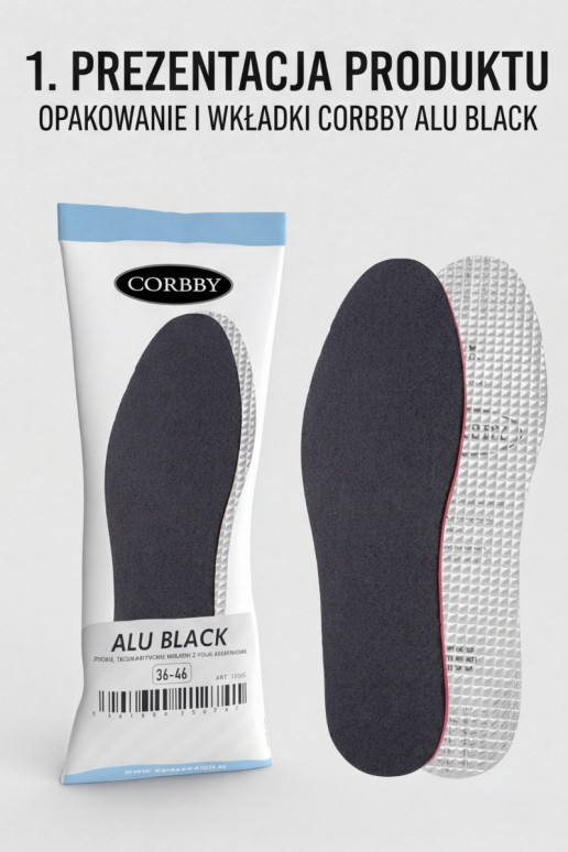 Corbby ALU NOIR Semelles intérieures à trois couches avec feuille d'aluminium
