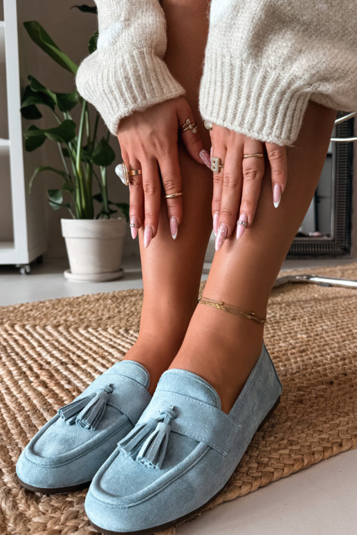 Mocassins pour femmes avec franges en bleu Clarisse