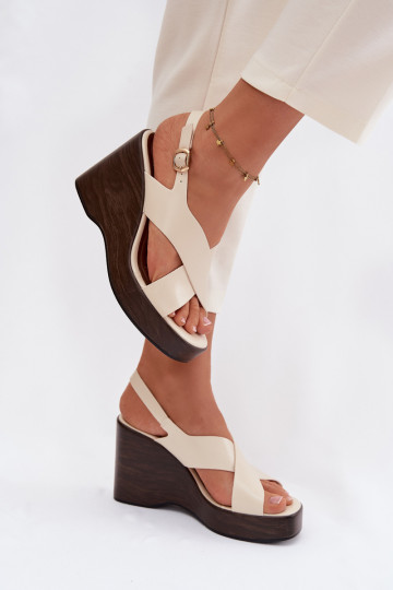 Sandales pour femmes en simili cuir couleur sable Janivra