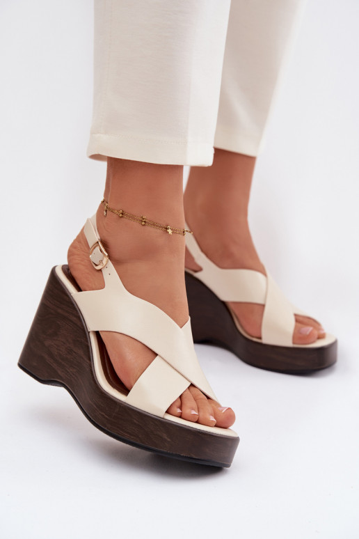 Sandales pour femmes en simili cuir couleur sable Janivra