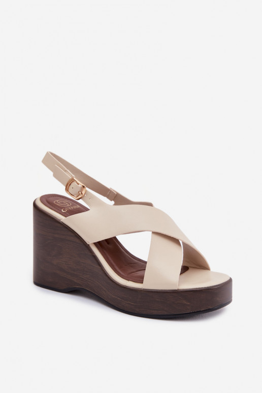 Sandales pour femmes en simili cuir couleur sable Janivra