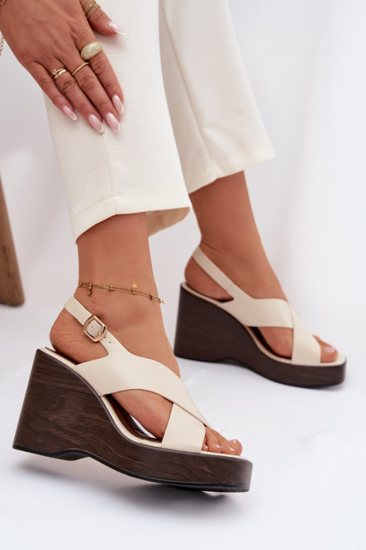 Sandales pour femmes en simili cuir couleur sable Janivra