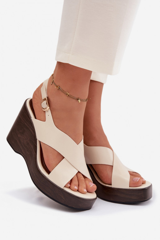 Sandales pour femmes en simili cuir couleur sable Janivra