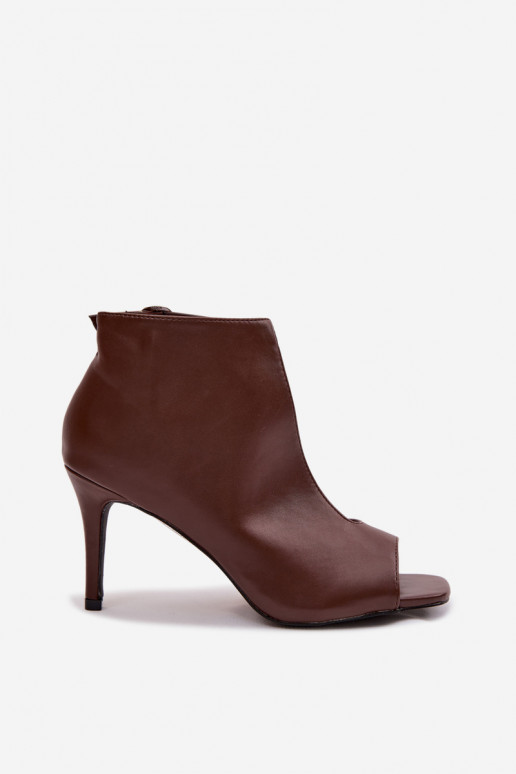 Sandales pour femmes avec talons fins en chocolat Helira