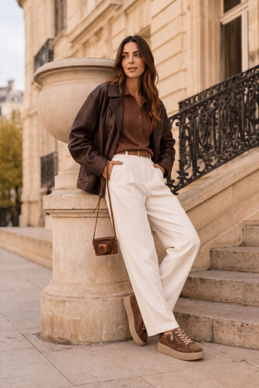 Baskets femme avec plateforme en daim synthétique marron Corisa