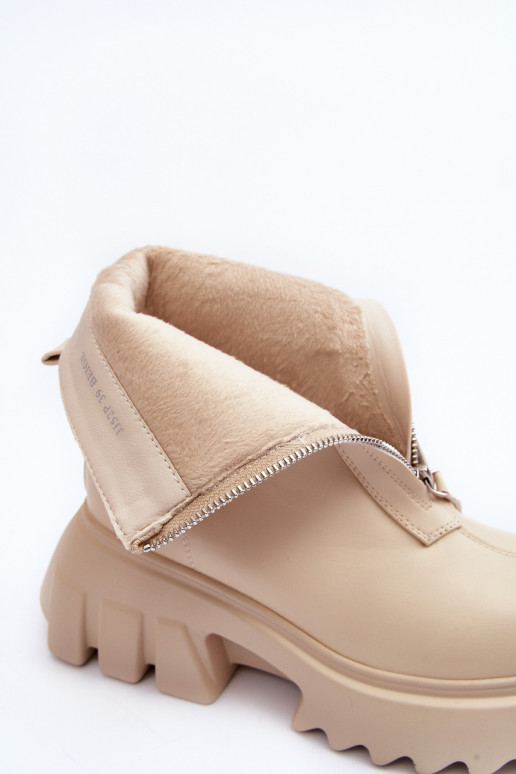 Bottes avec plateforme et fermetures éclair couleur sable Kusma