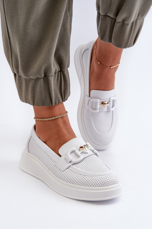 Mocassins à plateforme pour femmes en blanc S.Barski LR720