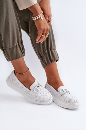 Mocassins à plateforme pour femmes en blanc S.Barski LR720 2