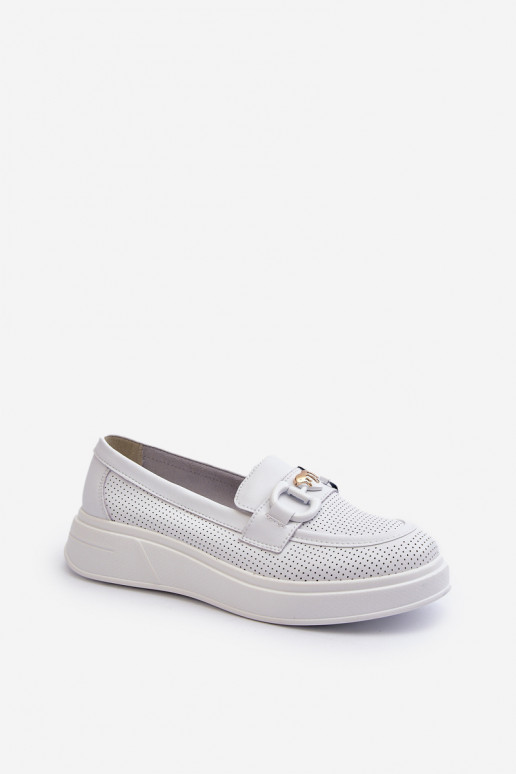 Mocassins à plateforme pour femmes en blanc S.Barski LR720