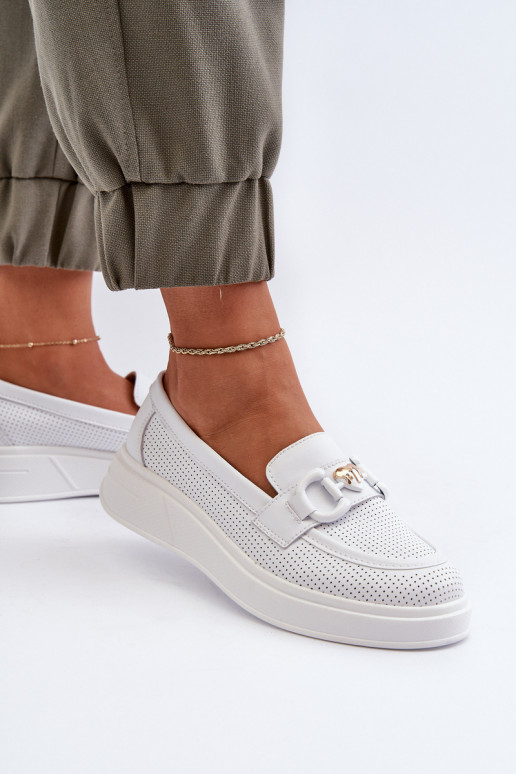 Mocassins à plateforme pour femmes en blanc S.Barski LR720