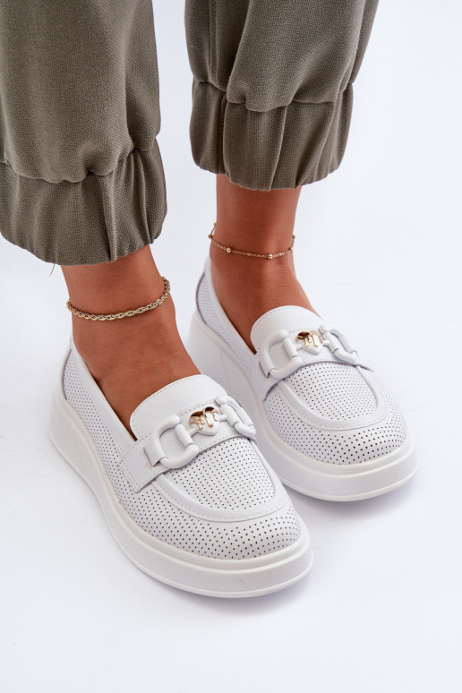 Mocassins à plateforme pour femmes en blanc S.Barski LR720