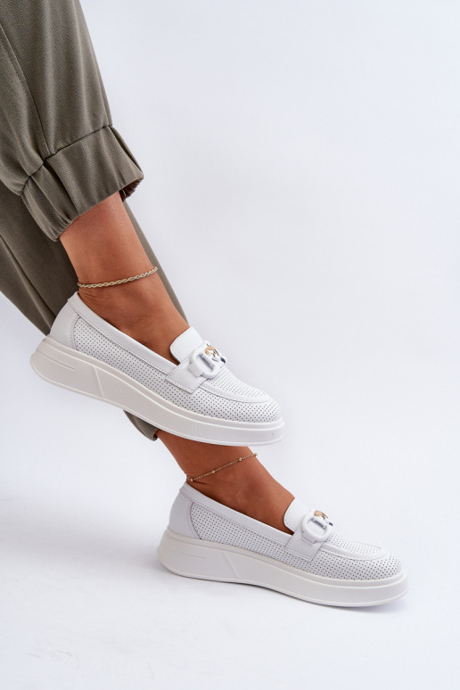 Mocassins à plateforme pour femmes en blanc S.Barski LR720