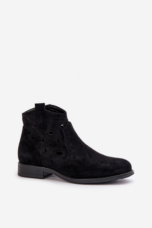 Bottes pour femmes avec éléments en dentelle en noir S.Barski HY42-081