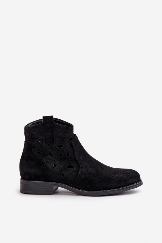 Bottes pour femmes avec éléments en dentelle en noir S.Barski HY42-081