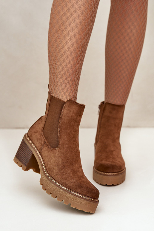 Bottines isolées pour femmes en daim synthétique couleur marron Irissinae