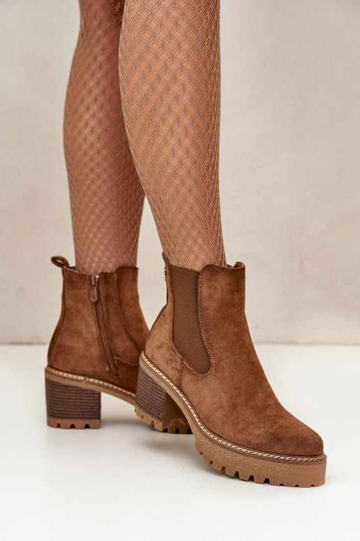 Bottines isolées pour femmes en daim synthétique couleur marron Irissinae