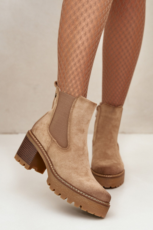 Bottines isolées pour femmes en daim synthétique couleur sable Irissinae