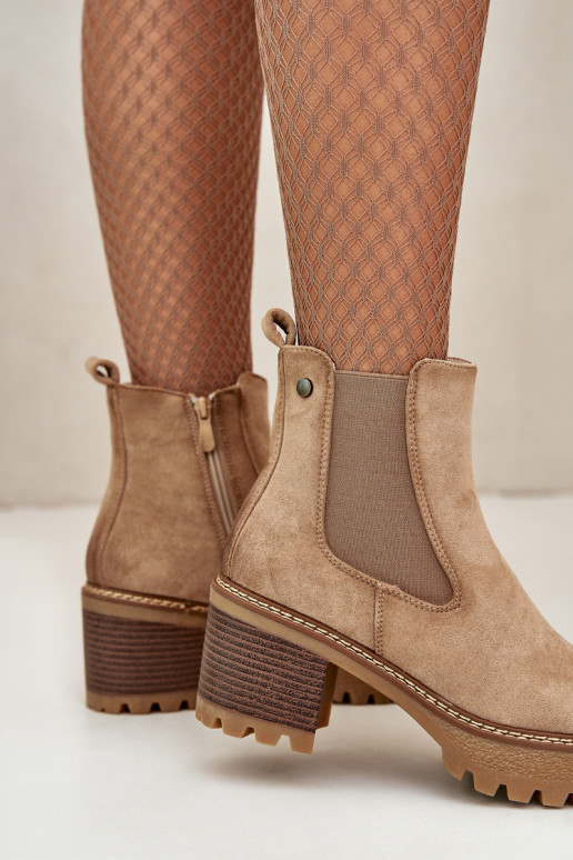 Bottines isolées pour femmes en daim synthétique couleur sable Irissinae
