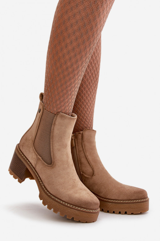 Bottines isolées pour femmes en daim synthétique couleur sable Irissinae