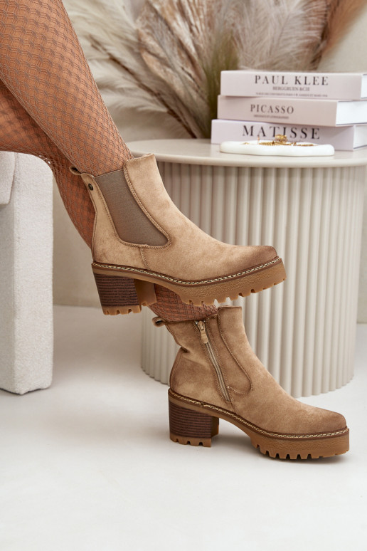 Bottines isolées pour femmes en daim synthétique couleur sable Irissinae