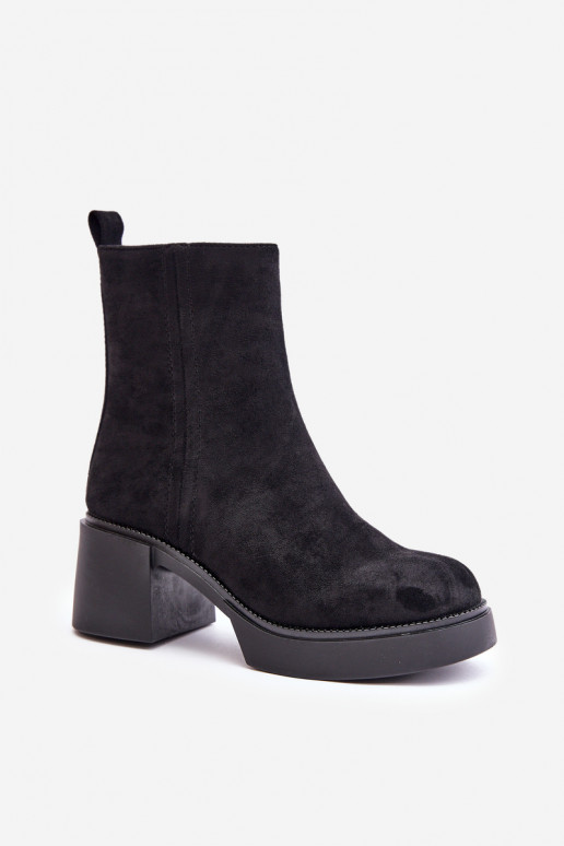 Bottines chaudes pour femmes en daim synthétique avec talons en noir Meriluna