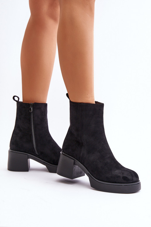 Bottines chaudes pour femmes en daim synthétique avec talons en noir Meriluna