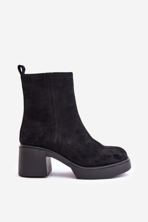 Bottines chaudes pour femmes en daim synthétique avec talons en noir Meriluna