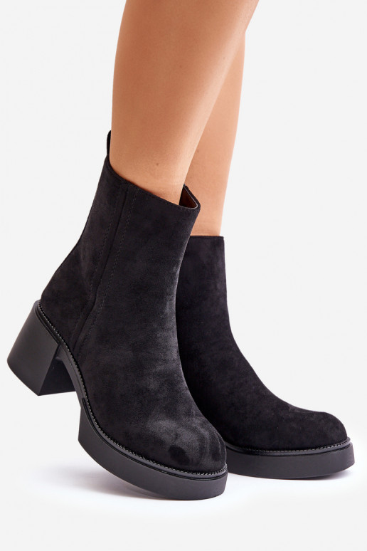 Bottines chaudes pour femmes en daim synthétique avec talons en noir Meriluna