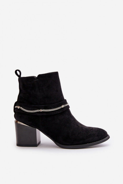Bottines isolées pour femmes avec chaînes en daim synthétique en noir Hanalen