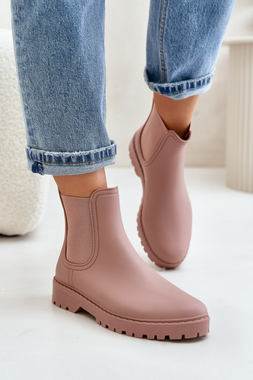 Bottes en caoutchouc pour femmes avec des inserts élastiques en rose Ciariel