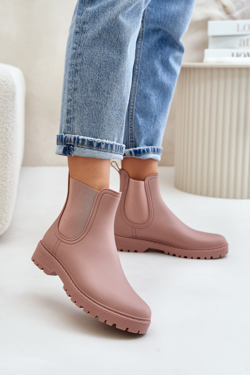 Bottes en caoutchouc pour femmes avec des inserts élastiques en rose Ciariel