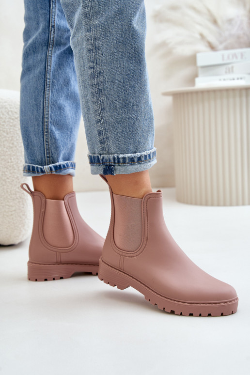 Bottes en caoutchouc pour femmes avec des inserts élastiques en rose Ciariel