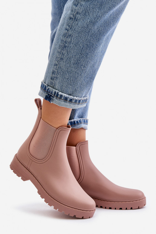 Bottes en caoutchouc pour femmes avec des inserts élastiques en rose Ciariel
