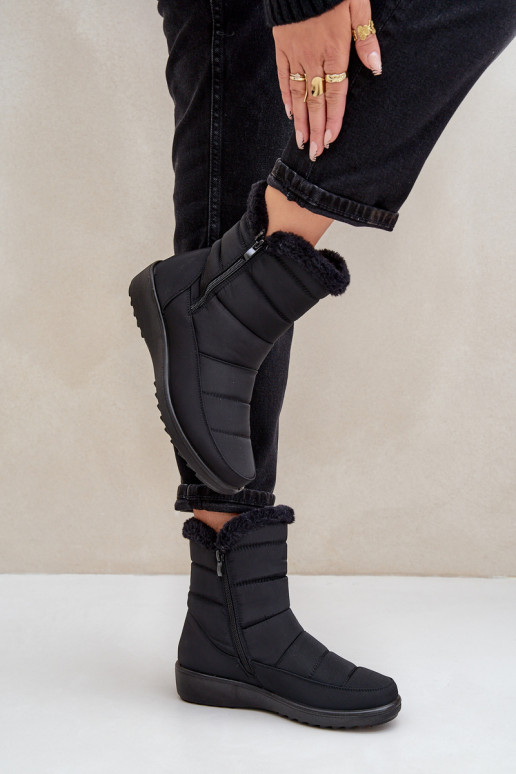 Bottes de neige pour femmes avec fourrure noires Fiorittia