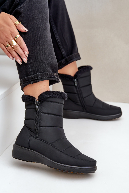 Bottes de neige pour femmes avec fourrure noires Fiorittia