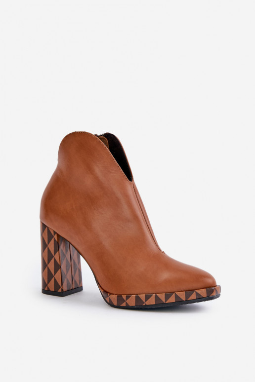 Bottines en cuir marron avec talons Laura Messi 2836