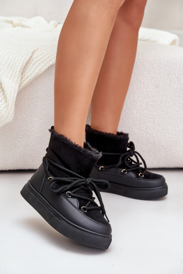 Bottes de neige noires isolées avec plateforme et fourrure à l'intérieur Aziara 2