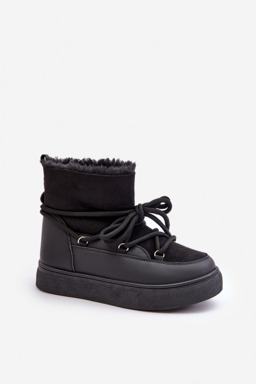 Bottes de neige noires isolées avec plateforme et fourrure à l'intérieur Aziara
