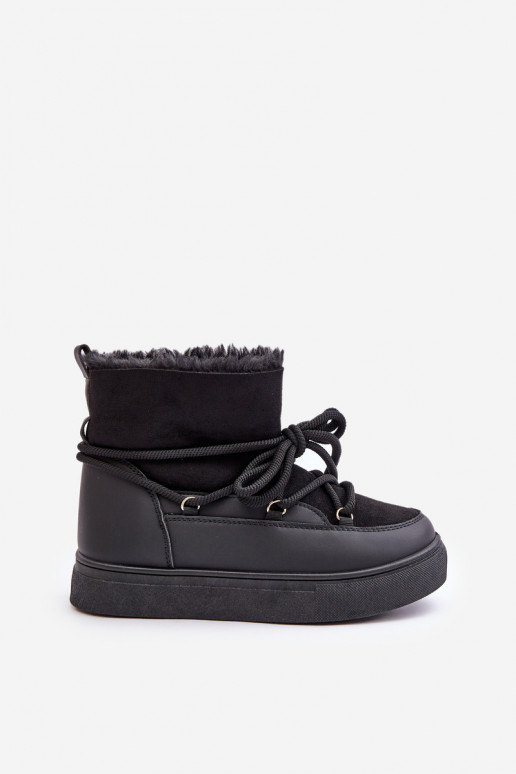 Bottes de neige noires isolées avec plateforme et fourrure à l'intérieur Aziara