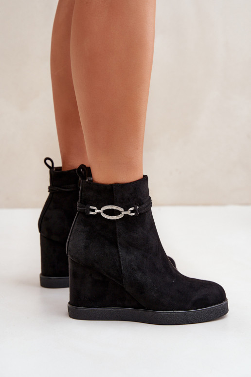 Bottines noires avec plateforme et talons décorés Kaiviana