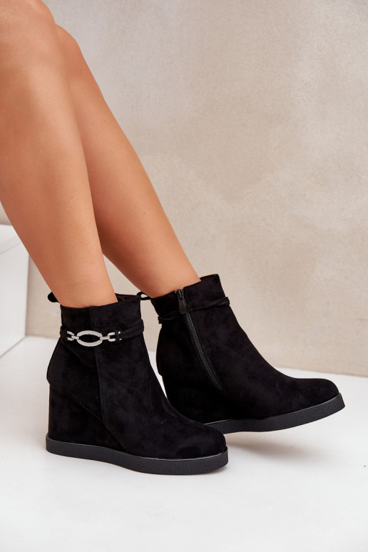 Bottines noires avec plateforme et talons décorés Kaiviana