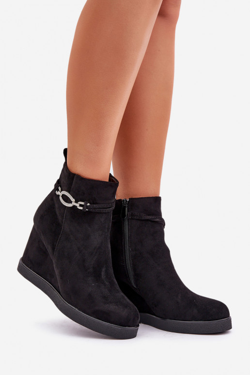 Bottines noires avec plateforme et talons décorés Kaiviana