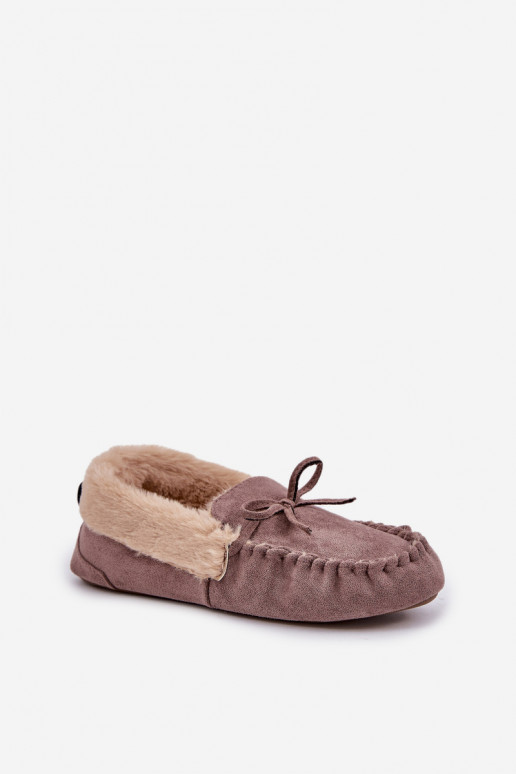 Mocassins pour femmes beiges avec fourrure Kleogoria